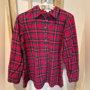 Coldwater Creek Large Red and Black Plaid Flannel Shirt